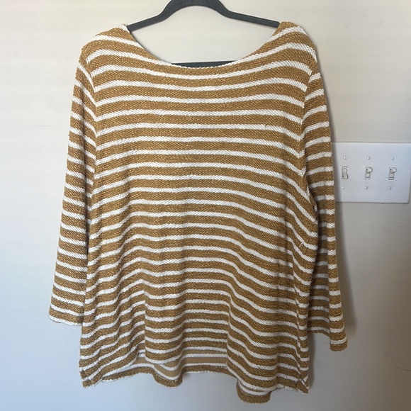 Mustard and White Striped Sweater - Picture 2 of 4